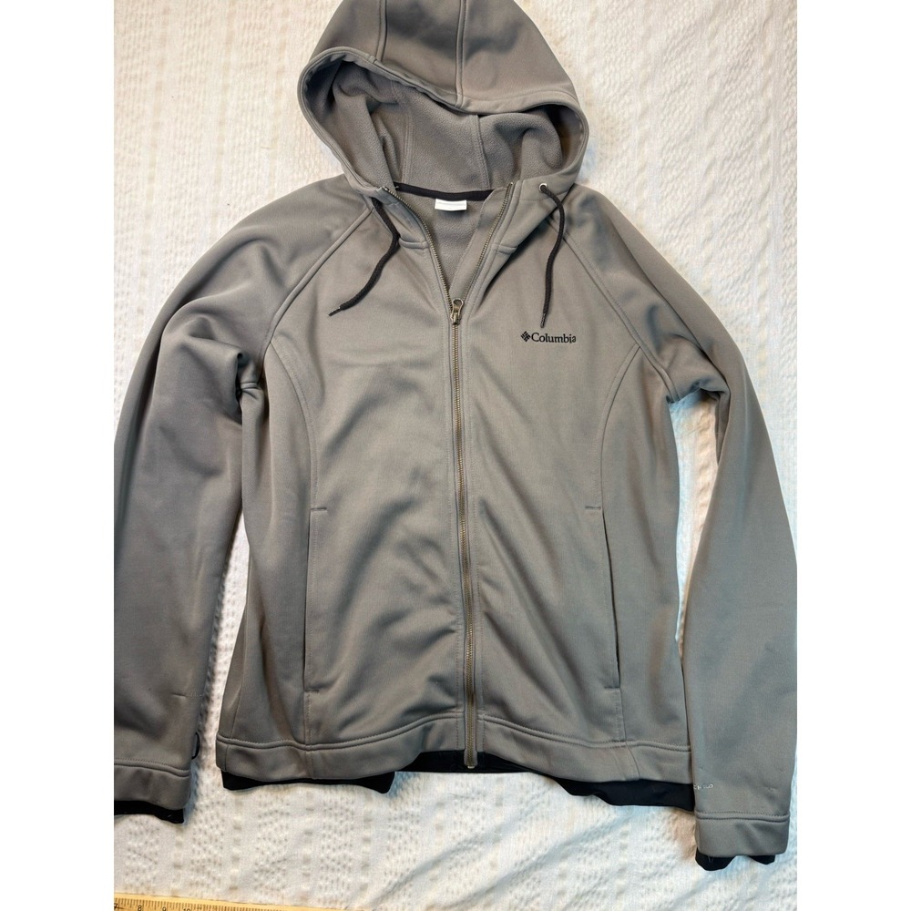 Columbia Jacket Womens XL Gray Full Zip Hoodie Softshell Fleece Lined